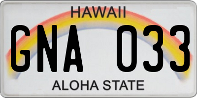HI license plate GNA033