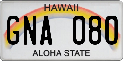 HI license plate GNA080