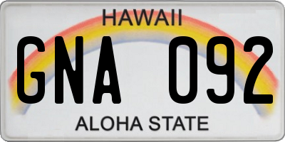 HI license plate GNA092