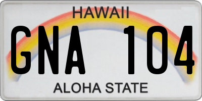 HI license plate GNA104