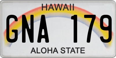HI license plate GNA179