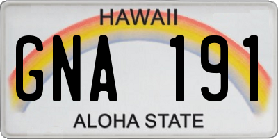 HI license plate GNA191
