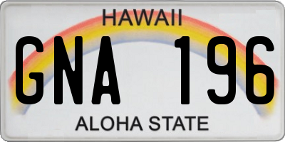 HI license plate GNA196