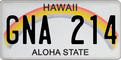 HI license plate GNA214