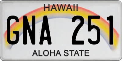 HI license plate GNA251