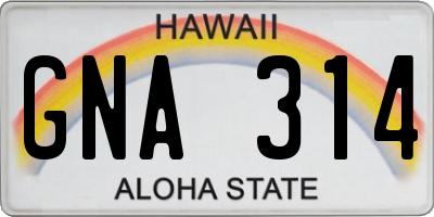 HI license plate GNA314