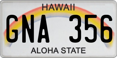 HI license plate GNA356