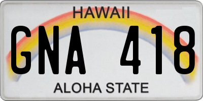 HI license plate GNA418