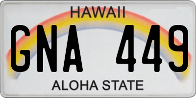 HI license plate GNA449