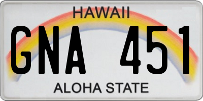 HI license plate GNA451