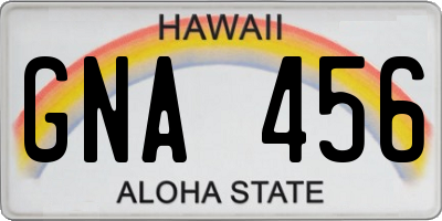 HI license plate GNA456