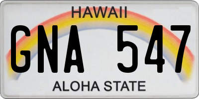 HI license plate GNA547
