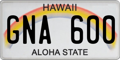 HI license plate GNA600