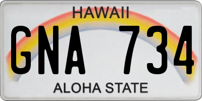 HI license plate GNA734