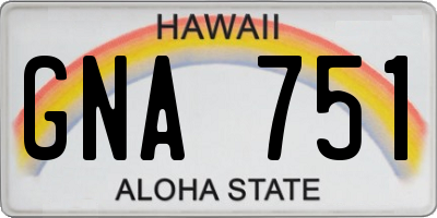 HI license plate GNA751