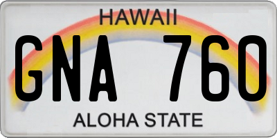 HI license plate GNA760