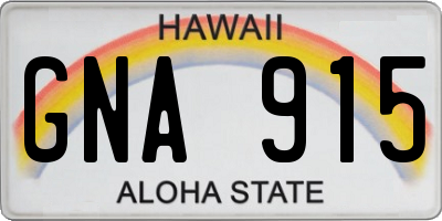 HI license plate GNA915