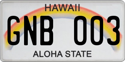 HI license plate GNB003