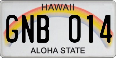HI license plate GNB014