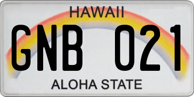 HI license plate GNB021