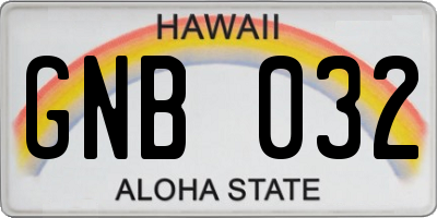 HI license plate GNB032