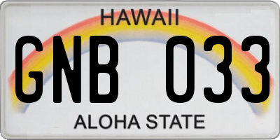 HI license plate GNB033