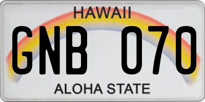 HI license plate GNB070