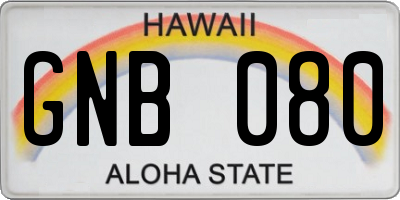 HI license plate GNB080