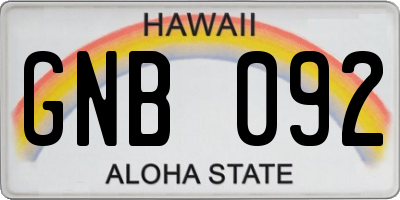 HI license plate GNB092