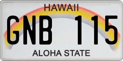 HI license plate GNB115
