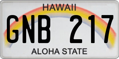 HI license plate GNB217