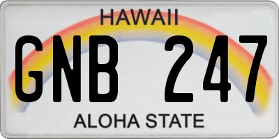 HI license plate GNB247
