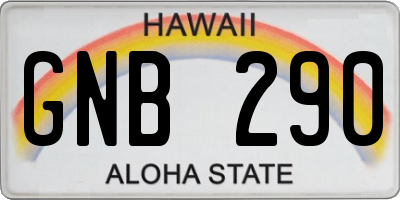 HI license plate GNB290