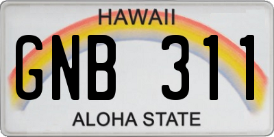HI license plate GNB311
