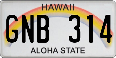 HI license plate GNB314