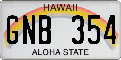 HI license plate GNB354