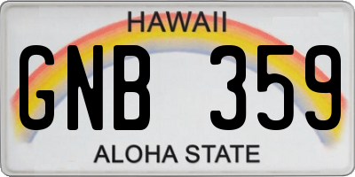 HI license plate GNB359