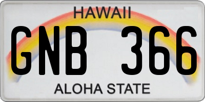 HI license plate GNB366