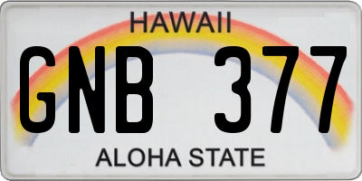 HI license plate GNB377