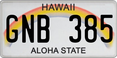 HI license plate GNB385