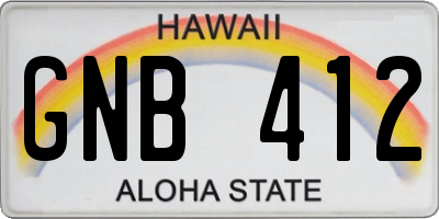 HI license plate GNB412