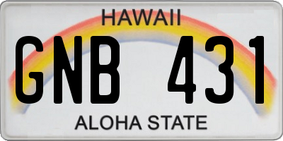 HI license plate GNB431