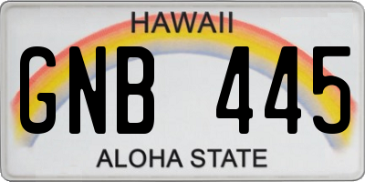 HI license plate GNB445