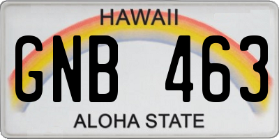HI license plate GNB463