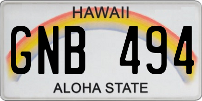 HI license plate GNB494