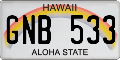 HI license plate GNB533