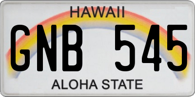 HI license plate GNB545