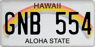 HI license plate GNB554