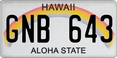HI license plate GNB643
