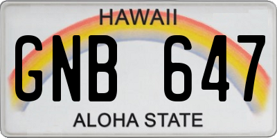 HI license plate GNB647